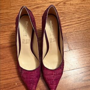 Designer  Donna Belvedere Women's Purple Crocodile Heels.
